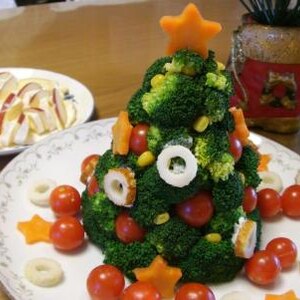 ポテトサラダのクリスマスツリー(*^o^*)